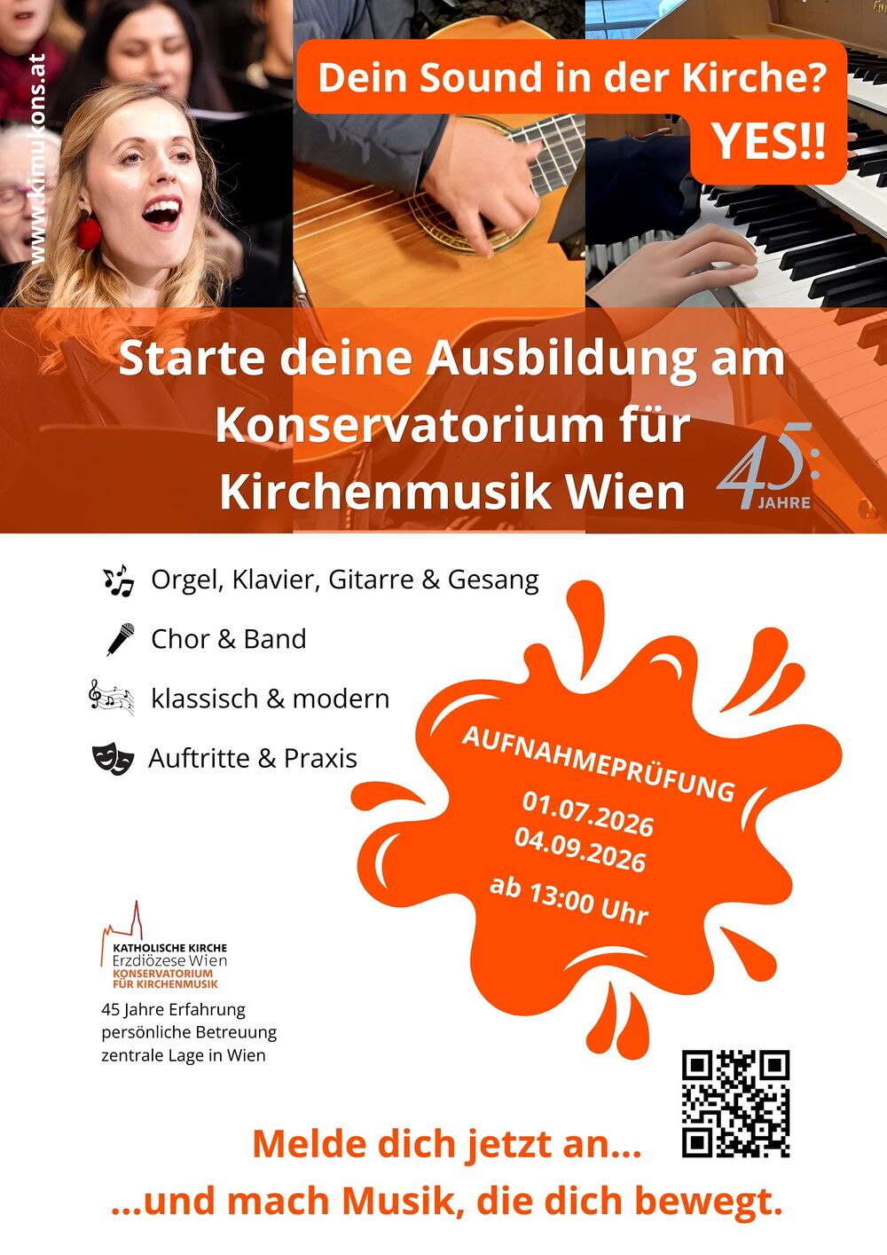 Plakat zu den Aufnahmeprüfungen / Konservatorium für Kirchenmusik! Plakat zu den Aufnahmeprüfungen